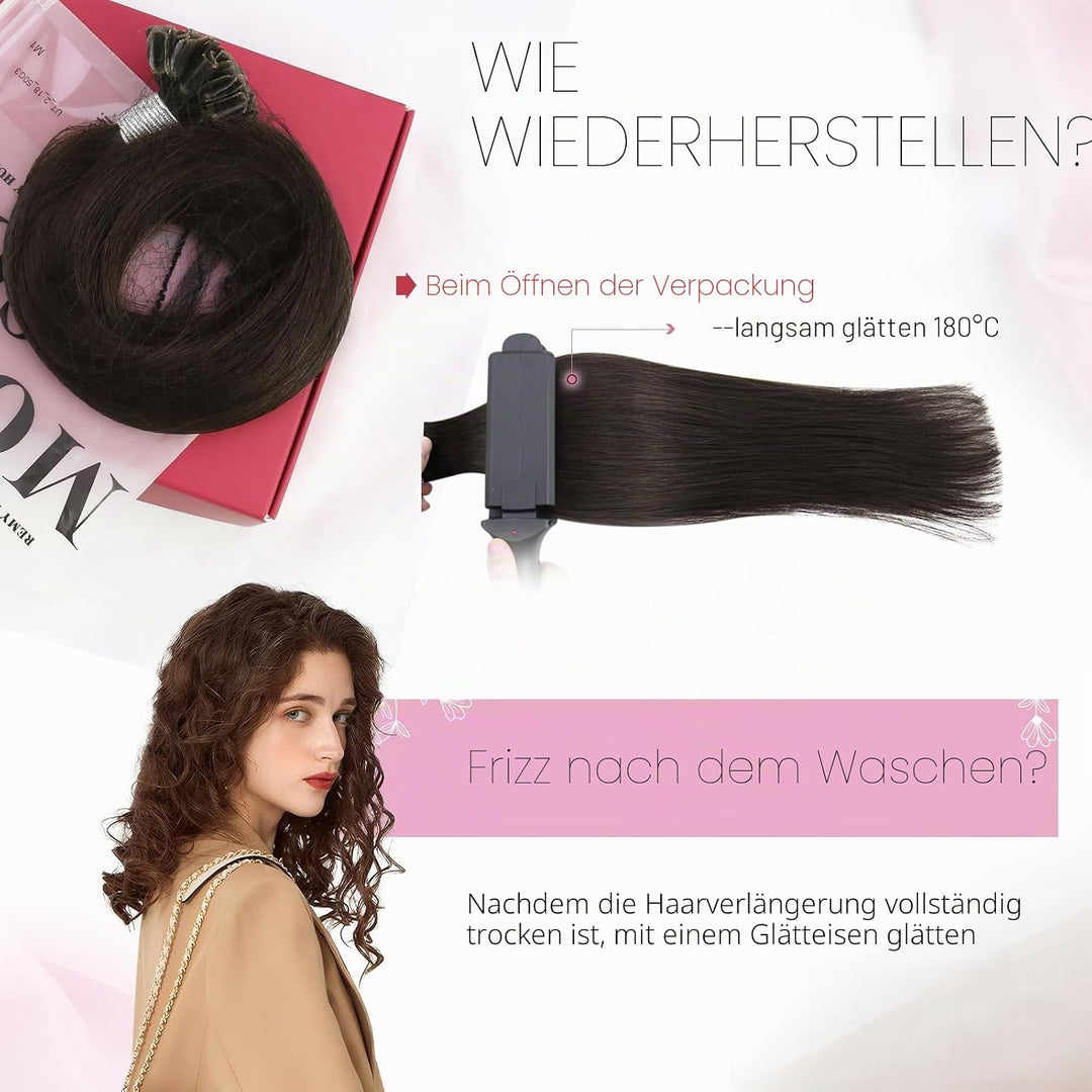 Moresoo Braun Bonding Extensions Echthaar 16Zoll/40cm U Tip Hair Extensions Echthaar Bondings Dunkel