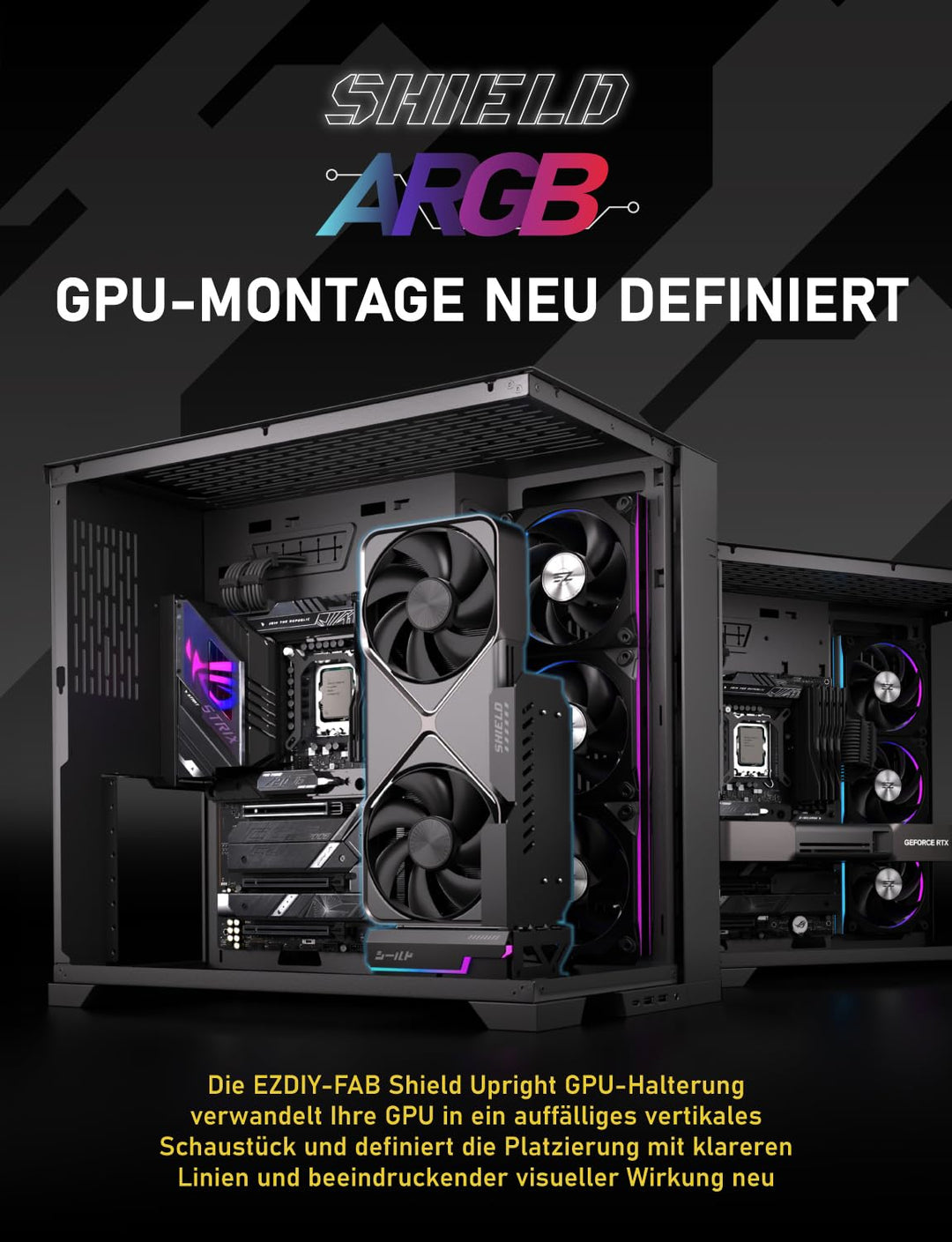 EZDIY-FAB Shield ARGB Aufrechte GPU-Halterung mit PCIe 5.0 Riser–Vertikalhalterung für RTX 50 Serie,
