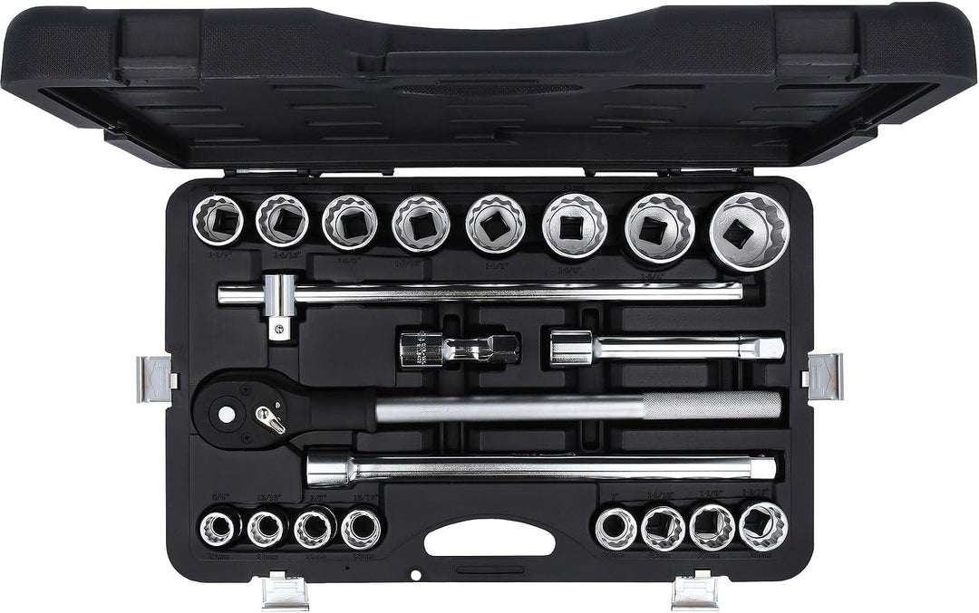 KS Tools 911.0751 3/4 Zoll 12-Kant Steckschlüssel-Satz | inklusive Umschaltknarre, 24-Zahn | matt sa