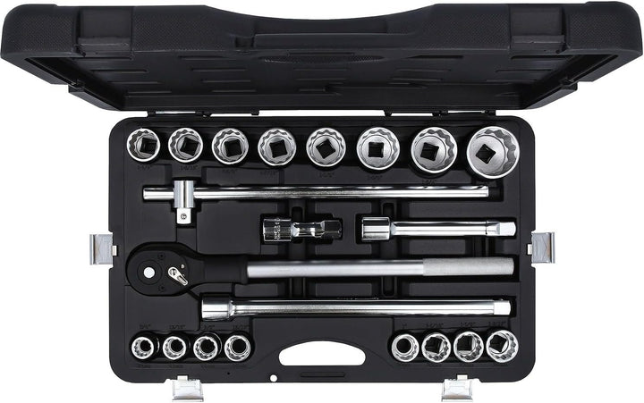 KS Tools 911.0751 3/4 Zoll 12-Kant Steckschlüssel-Satz | inklusive Umschaltknarre, 24-Zahn | matt sa