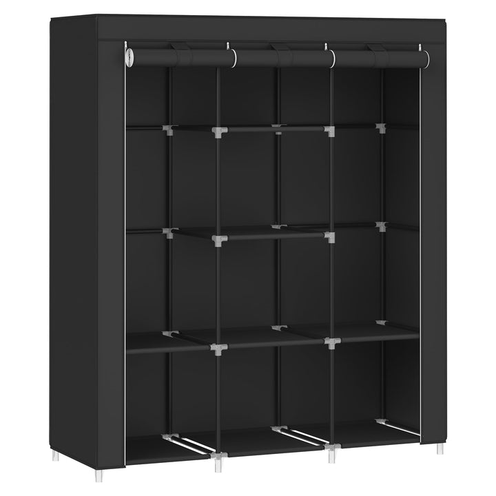 SONGMICS Kleiderschrank, Garderobe, Kleiderständer mit Vliesstoffbezug, Hängestangen, Ablagen, 45 x