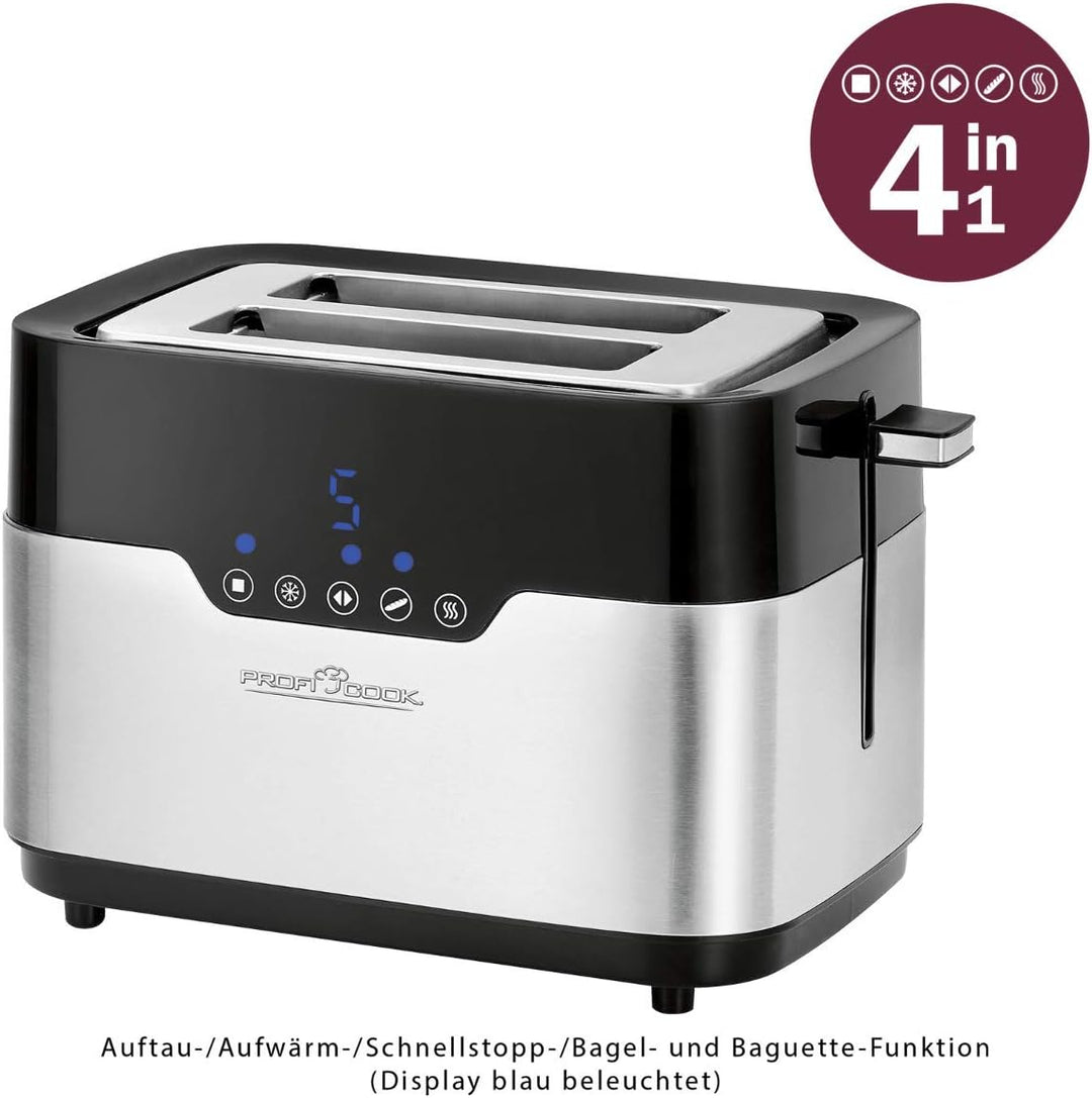 ProfiCook PC-TA 1170 2-Scheiben-Toaster, Sensor Touch, Brötchenaufsatz, Krümelschublade, Zentrierfun