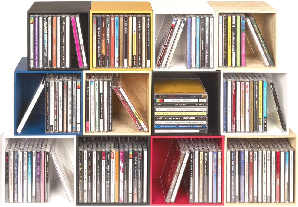 cubix CD-Boxen color, CD-Aufbewahrungs Boxen aus Holz. Set mit 3 CD-Boxen. Zur Aufbewahrung von bis