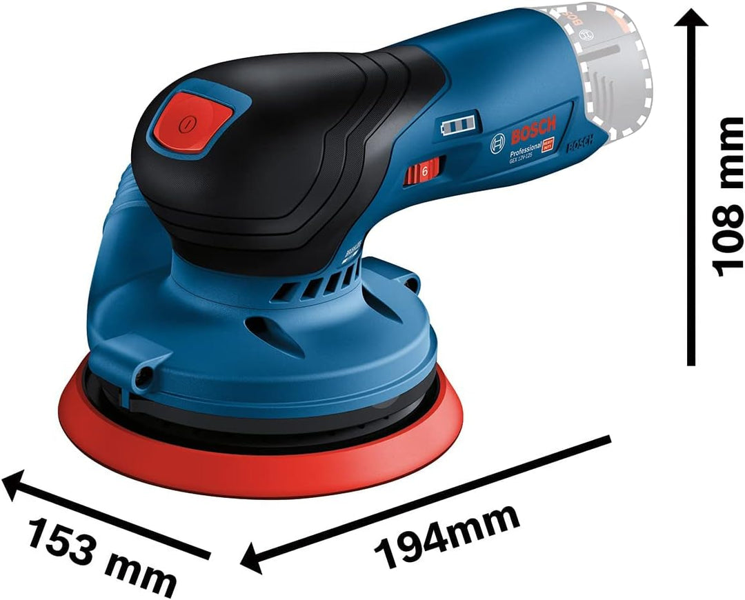 Bosch Professional 12V System Akku Exzenterschleifer GEX 12V-125 (inkl. Schleifteller (125 mm), 1x S