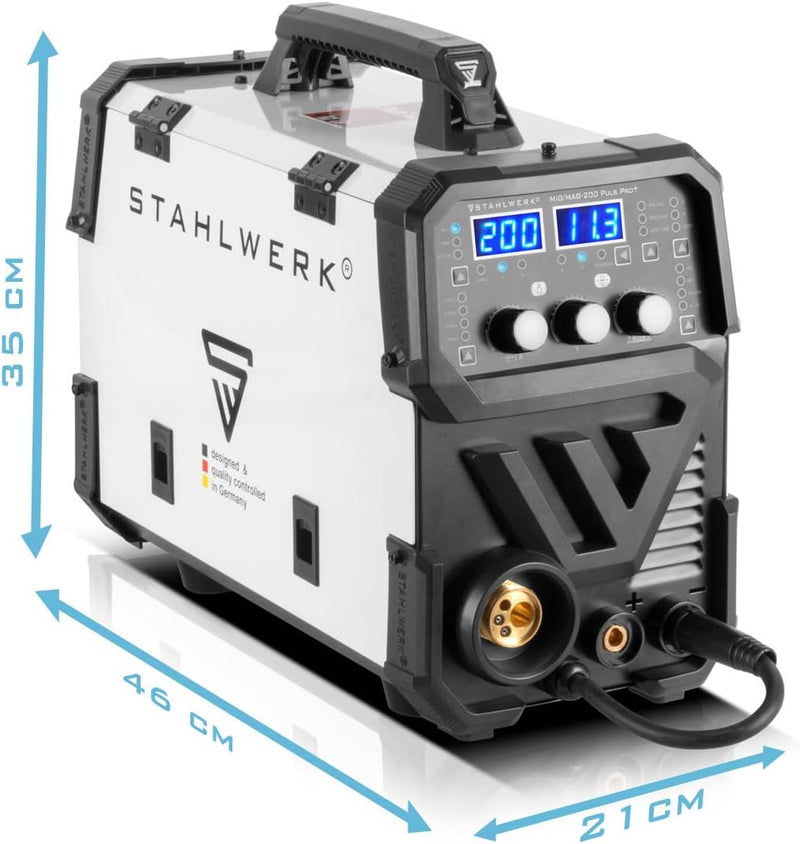 STAHLWERK Schweissgerät MIG MAG 200 Spot Puls Pro, Vollsynergischer IGBT Inverter, 5 in 1 Kombigerät