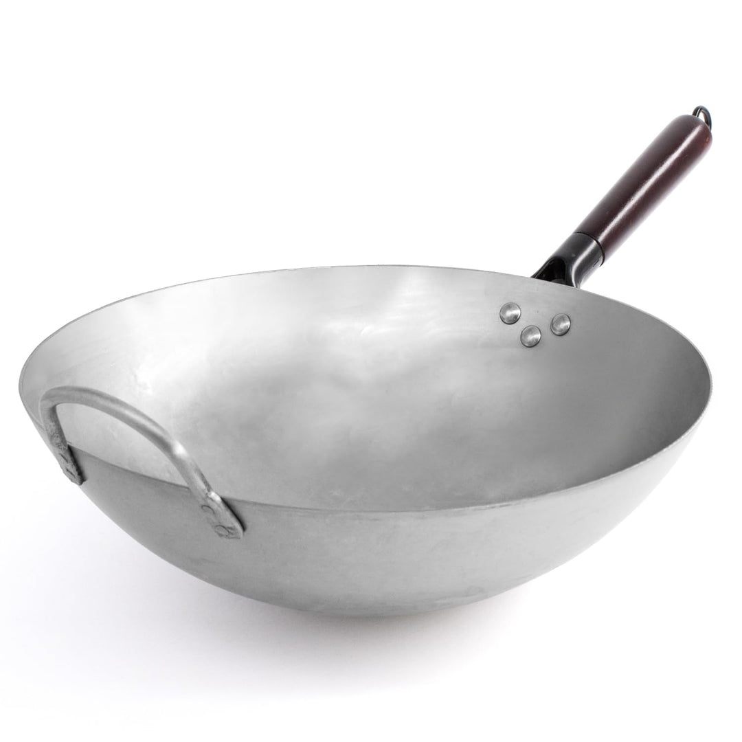 joeji's Kitchen Handgehämmerter Wok aus Kohlenstoffstahl mit abnehmbarem Griff – rostbeständiger Wok