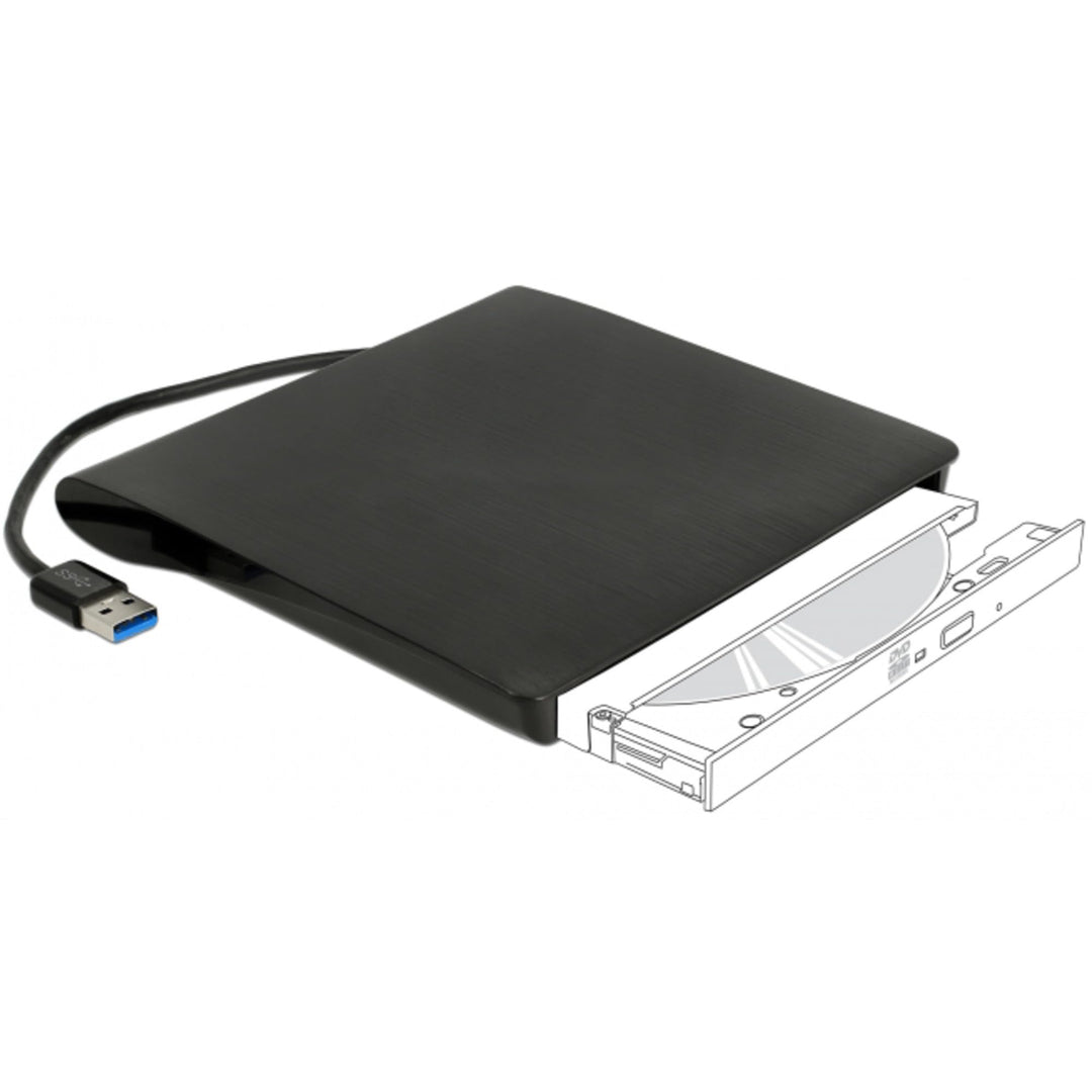 DeLock Externes Gehäuse für 5.25″ Ultra Slim SATA Laufwerke 9,5 mm zu USB Typ-A