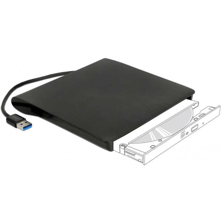 DeLock Externes Gehäuse für 5.25″ Ultra Slim SATA Laufwerke 9,5 mm zu USB Typ-A