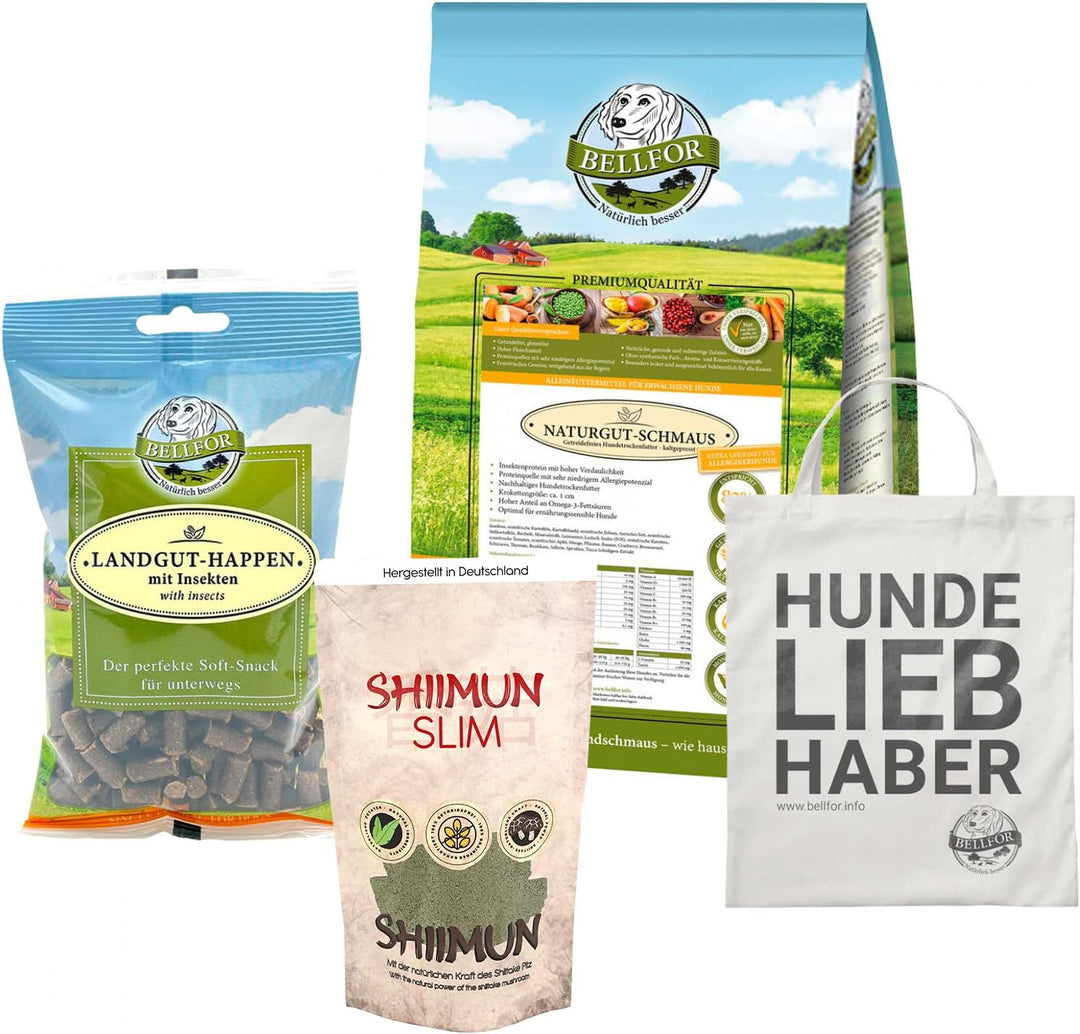 Bellfor Futterset Hundefutter Hypoallergen 4 kg Snacks 200 g Diät für Hunde 120 g für Ernährungssens