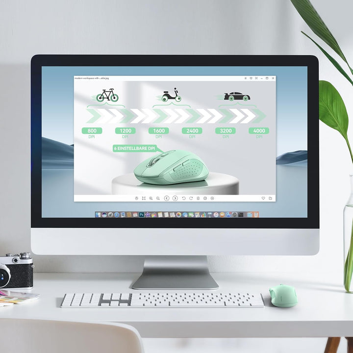 TECKNET Bluetooth Maus, 4000 DPI Maus Kabellos (Tri-Mode: BT 5.0/3.0+2.4GHz) Funkmaus mit USB-Empfän