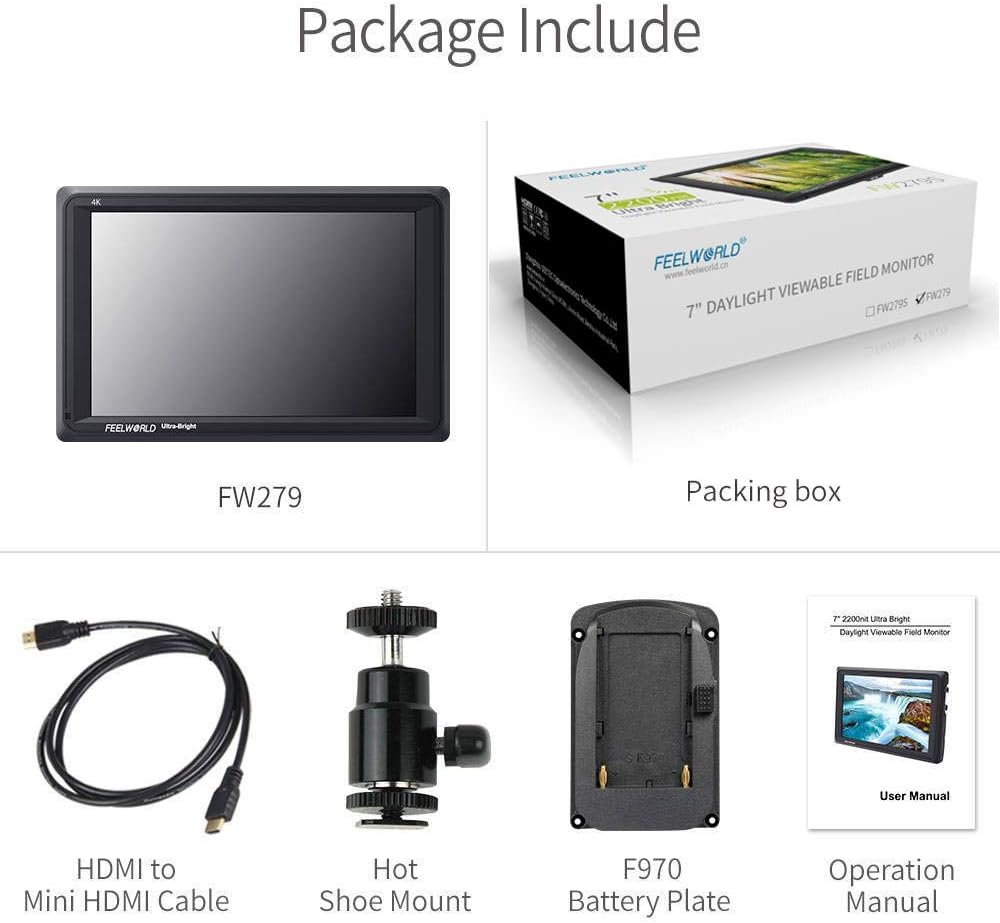 Feelworld FW279 7 Zoll Ultra Bright DSLR Kamera Field Monitor Camera Full HD Focus Video Assist 1920