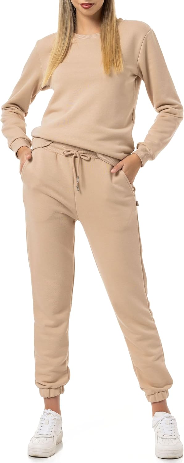 Redbridge Basic Sweatshirt Klassischer Pullover mit Rundhalsausschnitt Lässiger Stil, Beige