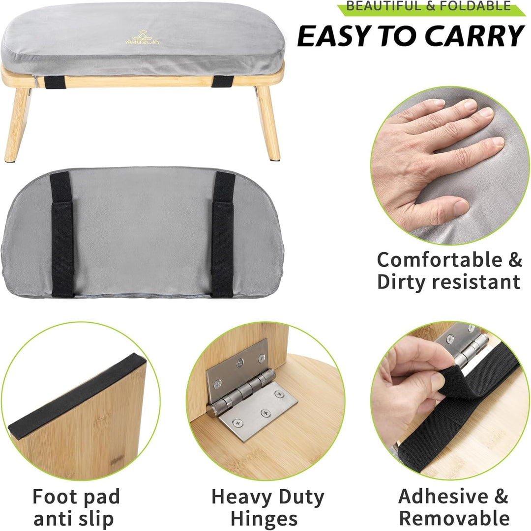 Meditationsbank Klappbar, Ergonomischer Bambus Yoga Hocker, Meditationshocker mit Kissen, Tragbarer