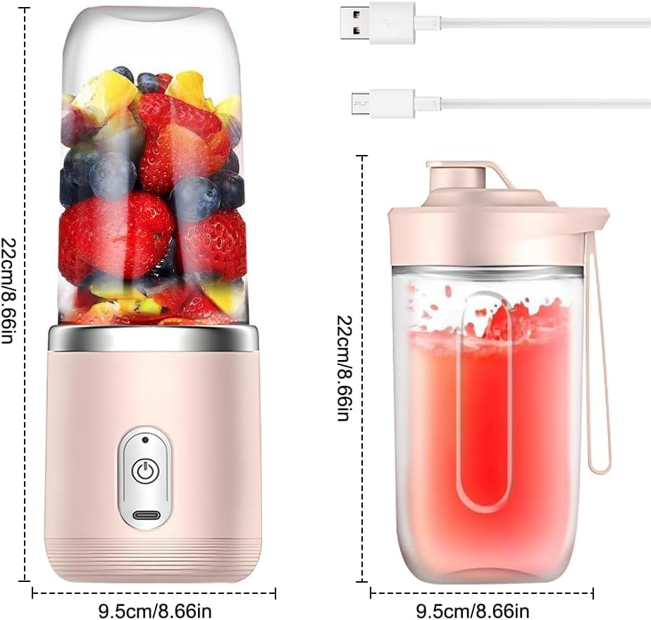Smoothie Maker, 400ml Tragbarer Mixer Mini Blender mit 6-Klingen Edelstahl Klein Smoothie Maker to G