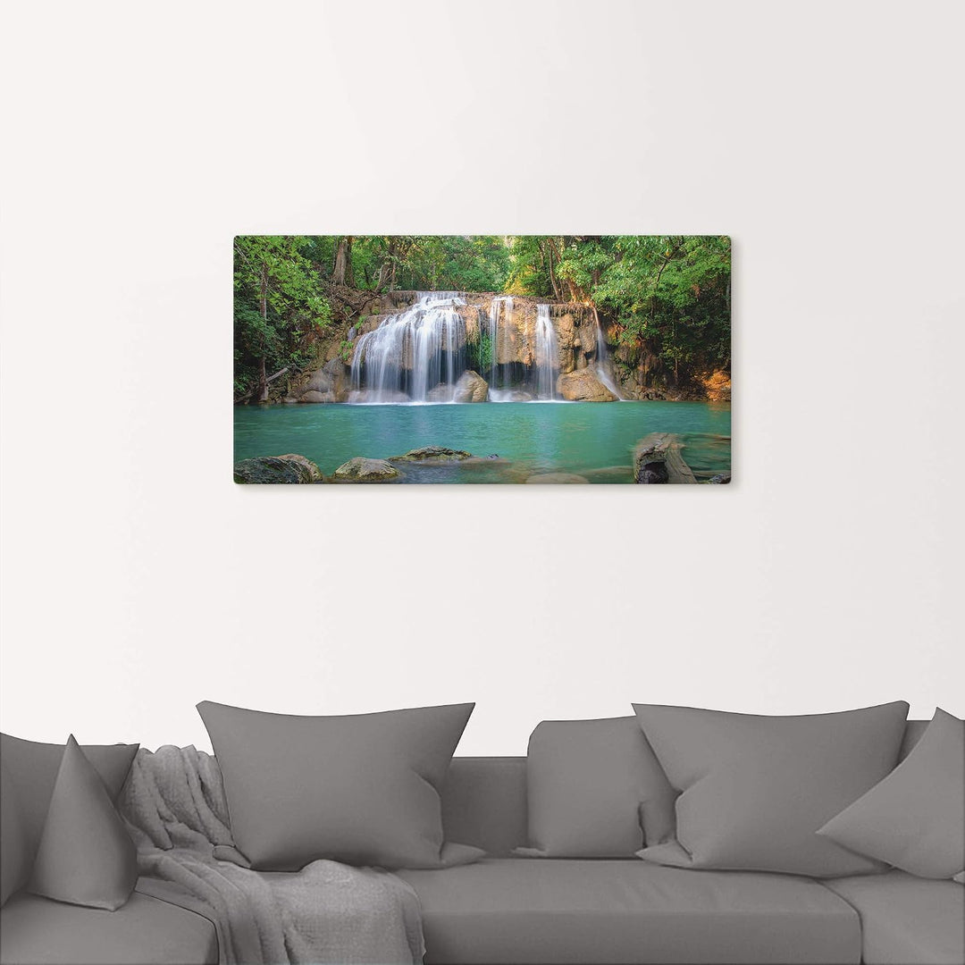 Artland Leinwandbild Wandbild Bild auf Leinwand 100x50 cm Wanddeko Dschungel Urwald Fluss Thailand L