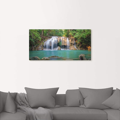 Artland Leinwandbild Wandbild Bild auf Leinwand 100x50 cm Wanddeko Dschungel Urwald Fluss Thailand L