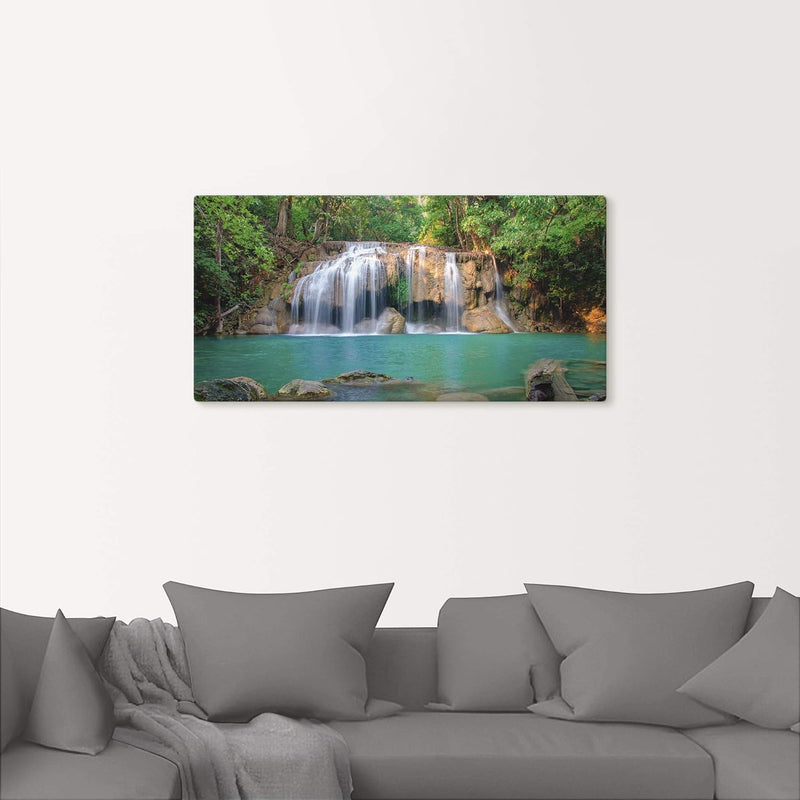 Artland Leinwandbild Wandbild Bild auf Leinwand 100x50 cm Wanddeko Dschungel Urwald Fluss Thailand L