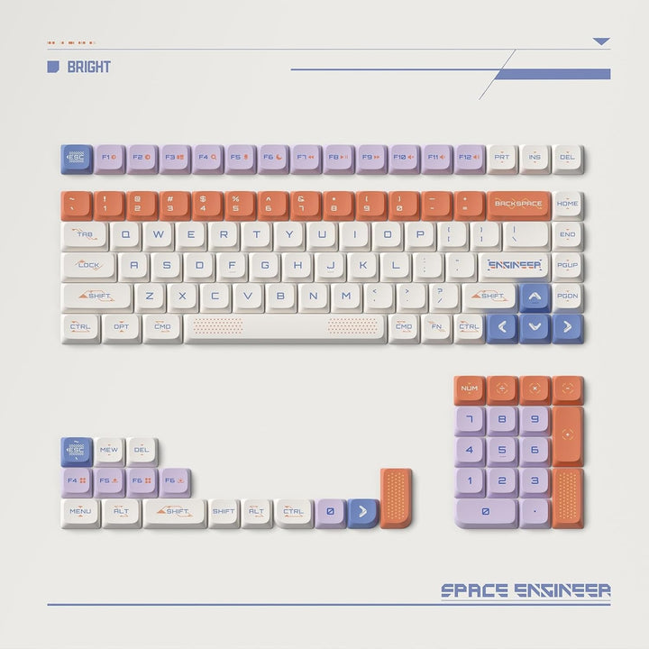 nuphy Keycaps Space Engineer, 117 Set, PBT Tastenkappen für Gaming Tastatur Low-Profile NSA Dye-sub,