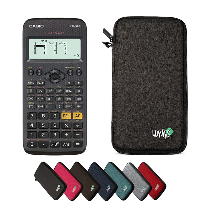 CALCUSO Sparpaket: Casio FX-82DE X technisch-wissenschaftlicher Taschenrechner + WYNGS Schutztasche
