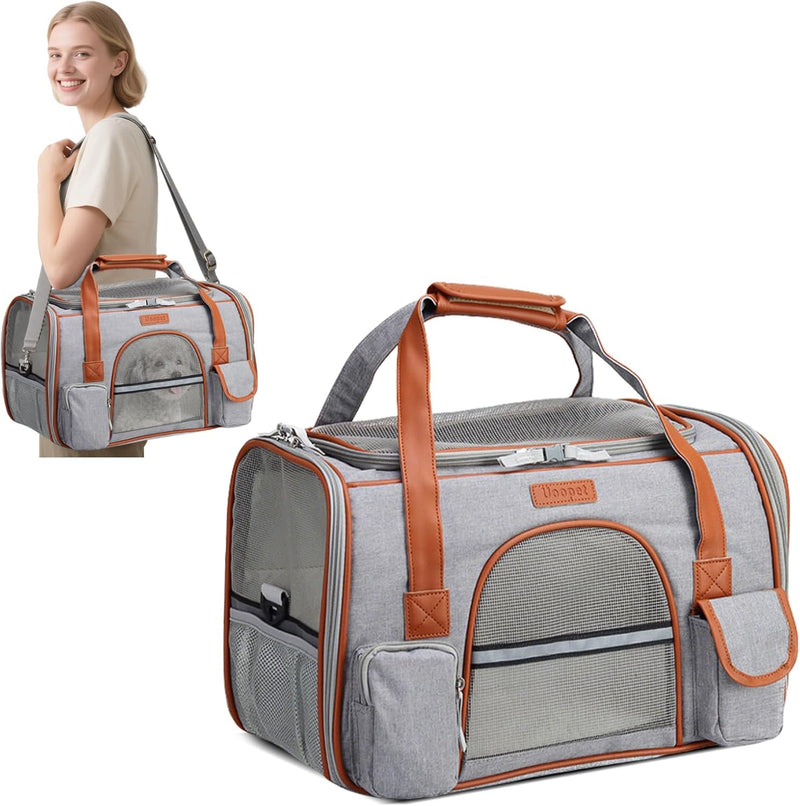 PETCUTE Transportbox Katze und Hunde,Katzentransportbox mit Abnehmbare Matte,Faltbare Atmungsaktiv K