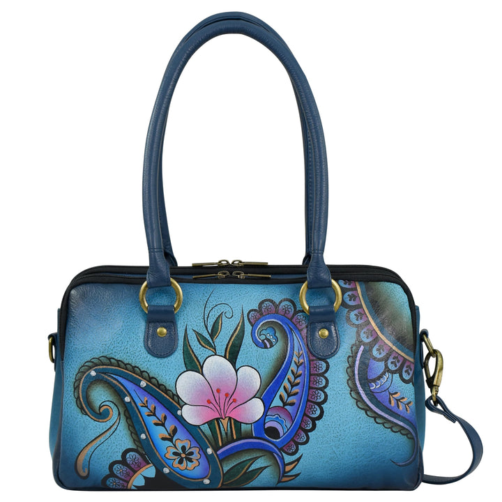 Anna by Anuschka Umhängetasche, Leder Denim Paisley Floral, Denim Paisley Floral
