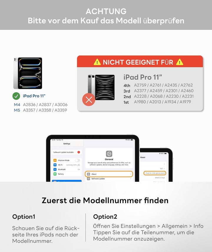 eip Magnetix Tastatur Hülle für iPad Pro 11" (M5 2025 / M4 2024) | Magnetische abnehmbare Hülle mit
