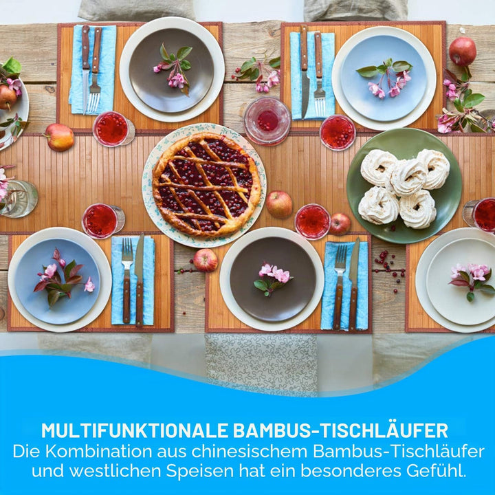 Bambus Tischsets und Tischläufer für Esstisch, Tischläufer 30*274cm lang, Bauernhaus Stil Küche Tisc