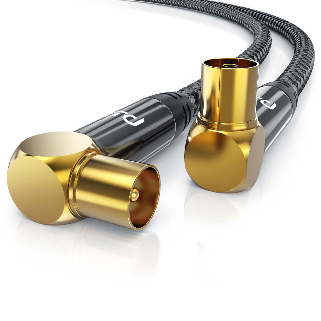CSL -7,5m HDTV Antennenkabel mit Braiding, Antennenstecker (Winkel) zu Antennenkupplung (Winkel), 13