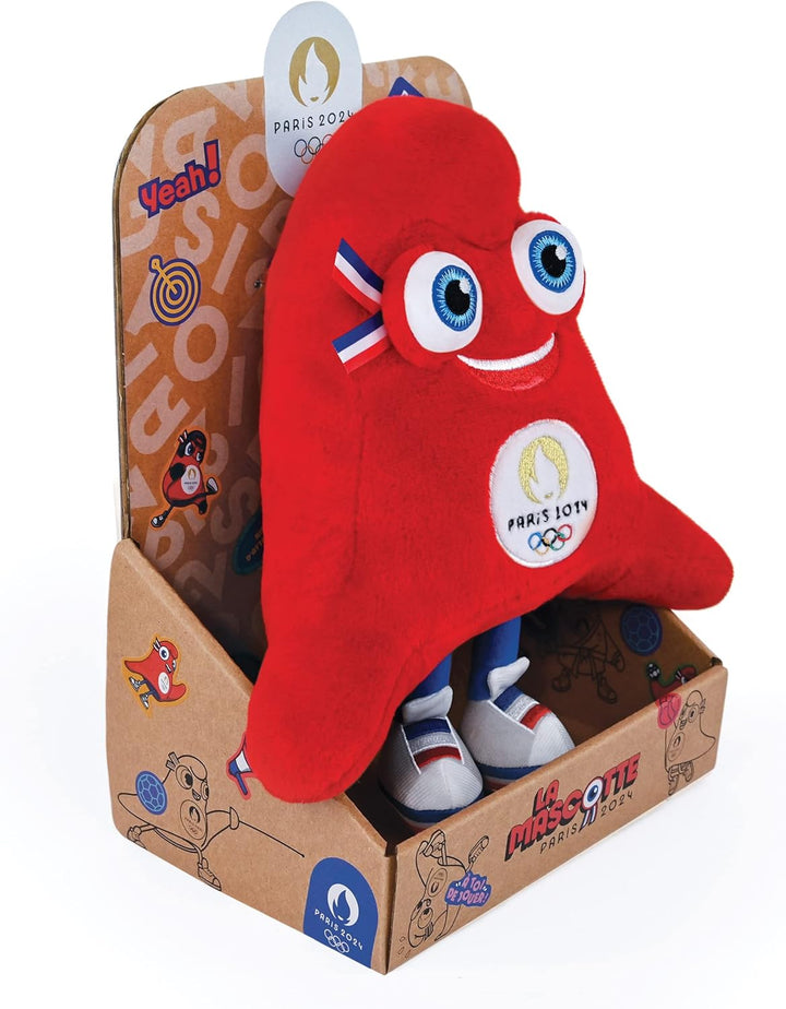 Doudou et Compagnie JO2497, Bonnet phrygien Maskottchen OLY, rot, Phryge 25 cm-Boite Display