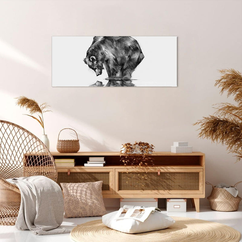 Wandbilder Dekoration Wohnzimmer Bär Tier Panorama Bilder auf Leinwand 120x50cm Leinwandbild mit Rah