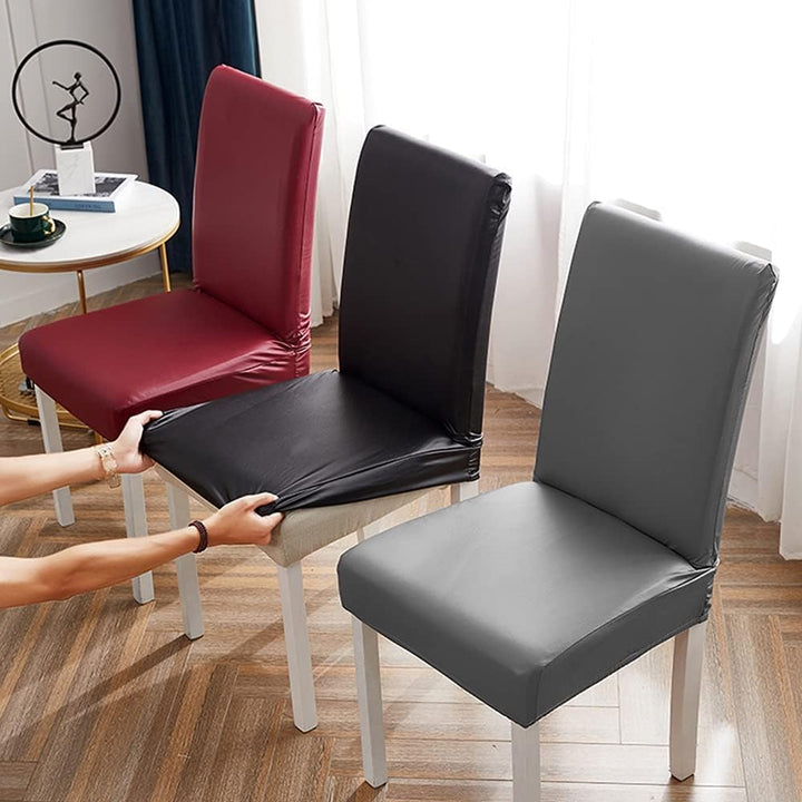 Bestenrose Stuhlhussen 6er/4er PU Leder Stuhlbezug wasserdichte Stretch Esszimmer Stuhlüberzug Stret