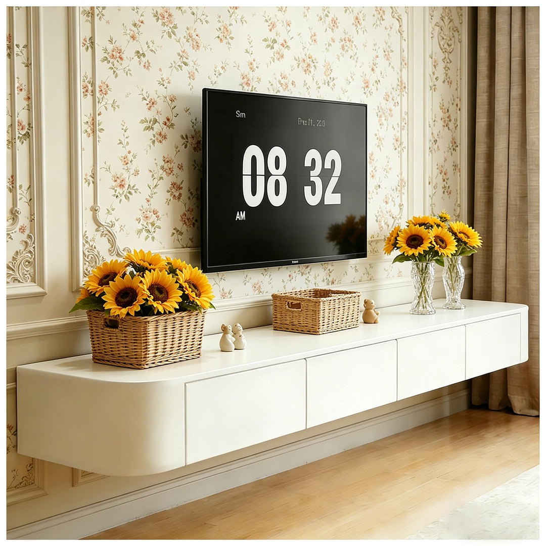 An der Wand befestigte TV-Konsole, Sich hin- und herbewegender TV-Ständer mit Schubladen und Tür, Me