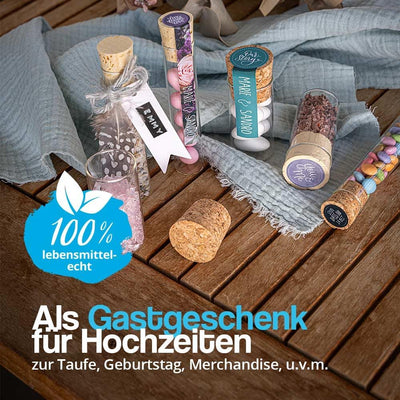 Tuuters Reagenzgläser mit Korken 50 Stück für kleine Gastgeschenke Mandeln zur Hochzeit Taufe Kommun