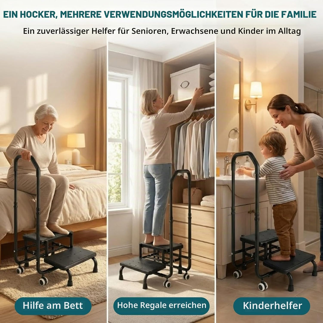 Tritthocker mit Haltegriff - Badewannenstufe mit Haltegriff, 5 Höhen von 95 cm bis 105 cm, Tragfähig