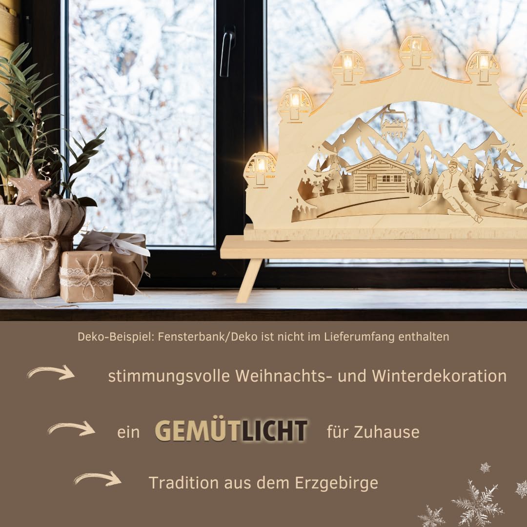 weigla - Schwibbogen original Erzgebirge 7 flg. Wintersport - Lichterbogen Weihnachten - 7 x 34 V, 3