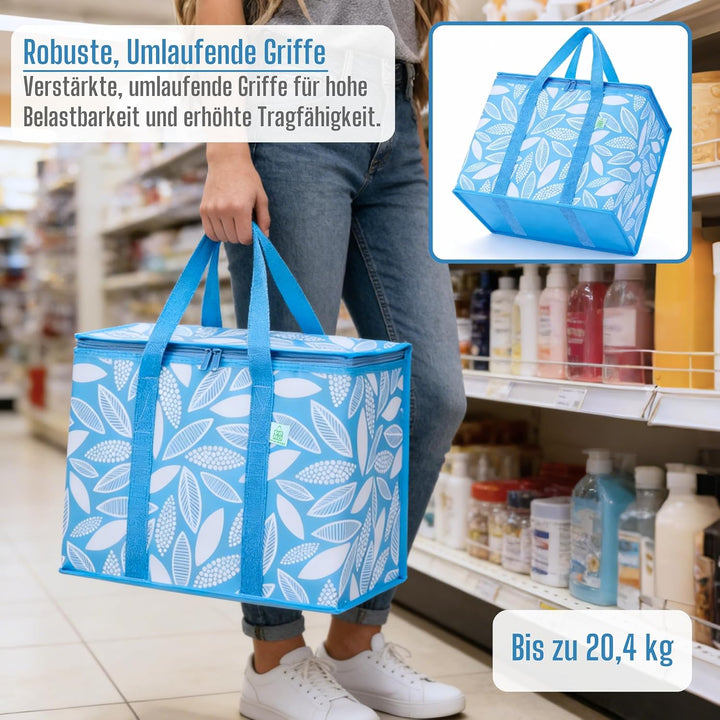 VENO 29 Liter Einkaufstasche Wiederverwendbare Faltbar Kühltasche, Gross Picknickkorb Robuste Isolie