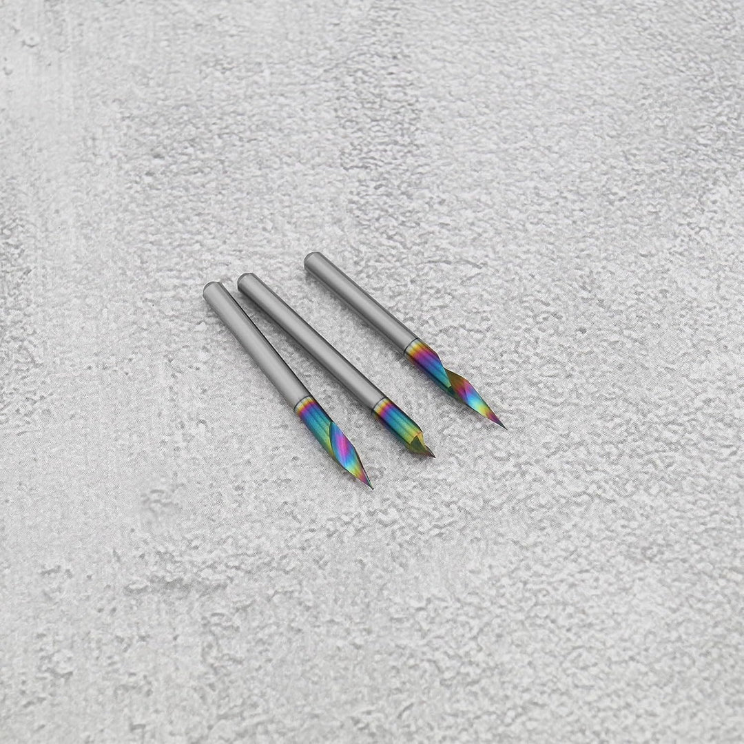The Lord of the Tools 3 Stück 1/8 Zoll Schaft V-Nut CNC-Fräser Schaftfräser 20/30/60 Grad 0,1 Mm 2-s