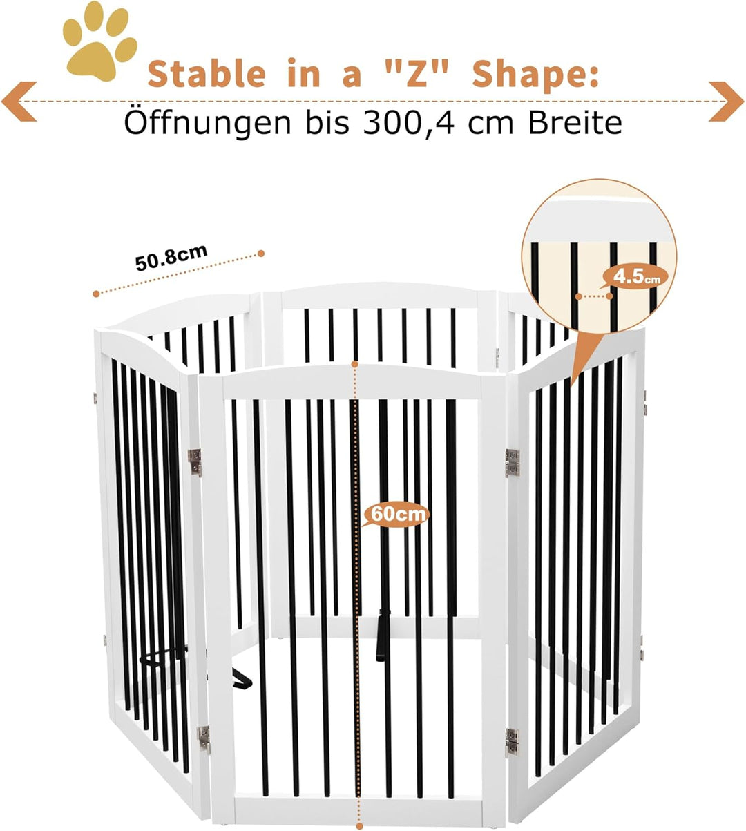 HOLTICO Absperrgitter Hund,Hundegitter für Wohnung Garten ohne Bohren aus Metal Holz,Freistehendes H