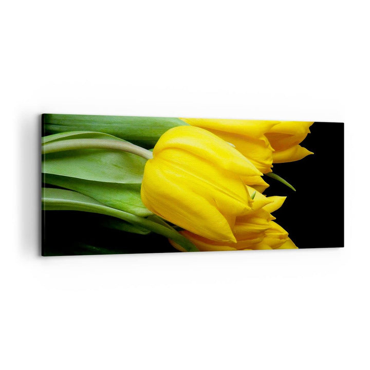Wandbilder Dekoration Wohnzimmer Tulpen Strauss Spiegelreflexion grün Bilder auf Leinwand 120x50cm L