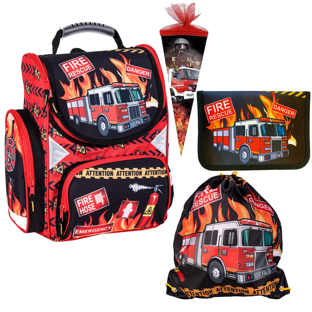 Goldkids Feuerwehr Firefighters Schulranzen Grundschule ergonomischer Ranzen Federmappe Federtasche