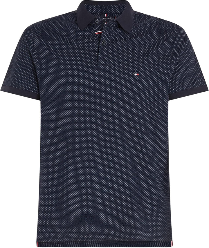 Tommy Hilfiger Herren Micro Print Slim Polo Mw0mw30775 Kurzarm Poloshirts (1er Pack) S Blau (Desert