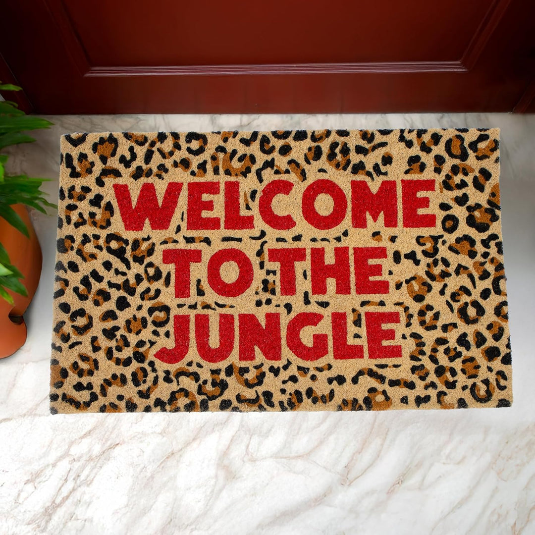 Fisura – Fussmatte “The Jungle” aus Kokosnuss mit Rutschfester PVC-Basis. Handbemalte Innenmatte in