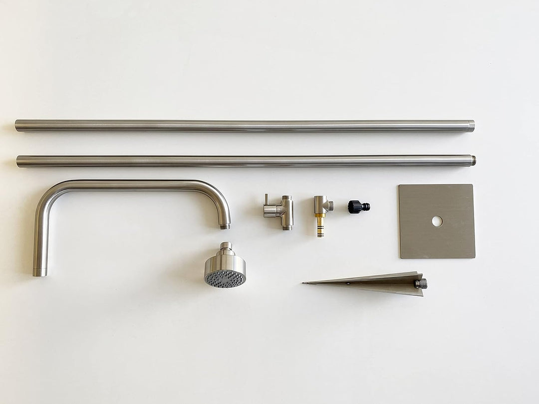 Design Gartendusche Aussendusche Pooldusche Deluxe aus hochwertigem Edelstahl Nickel gebürstet, Kopf