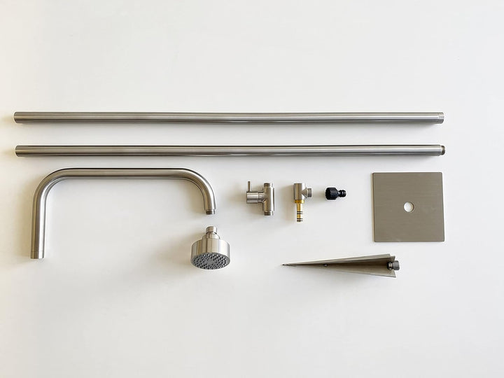 Design Gartendusche Aussendusche Pooldusche Deluxe aus hochwertigem Edelstahl Nickel gebürstet, Kopf