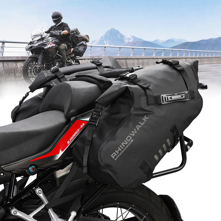 Rhinowalk Motorrad-Satteltaschen Gepäckträgertasche 28L (14L*2) wasserdichte Anti-Vibrations-Motorse