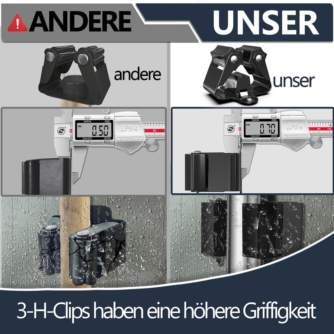 3-H 8 Stück Gerätehalter, 0,7mm Besenhalter Wandhalterung Besen, Halterung Gartengeräte, Besenhalter