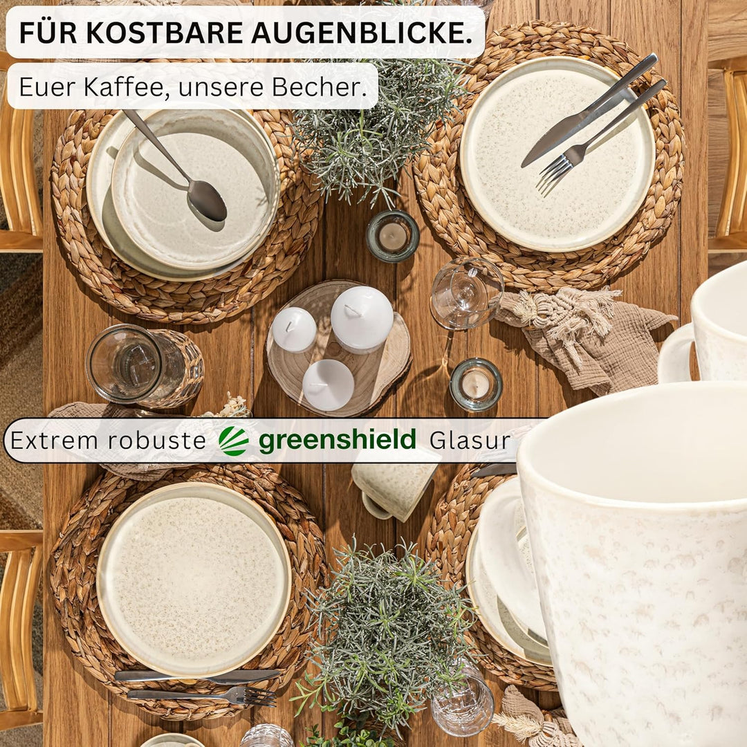 Sänger Key West | Kaffeebecher 6 Personen, Steingut Kaffeetassen Set 6er, Tassen Set Teetasse Set sp