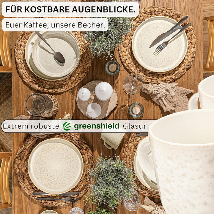 Sänger Key West | Kaffeebecher 6 Personen, Steingut Kaffeetassen Set 6er, Tassen Set Teetasse Set sp