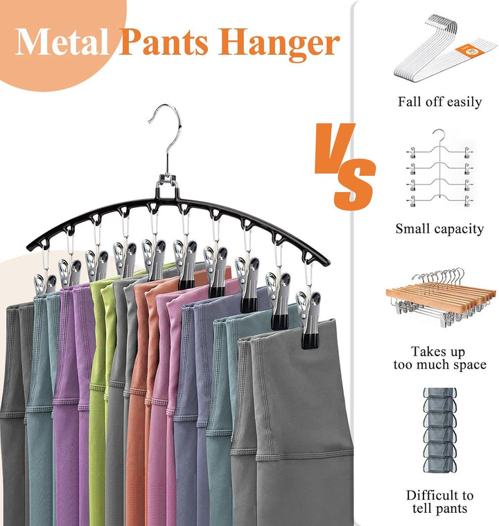 2 Stück Platzsparender Hosenbügel mit 10 Clips – Metall Kleiderbügel für Hosen, Leggings, Röcke &amp; Mü