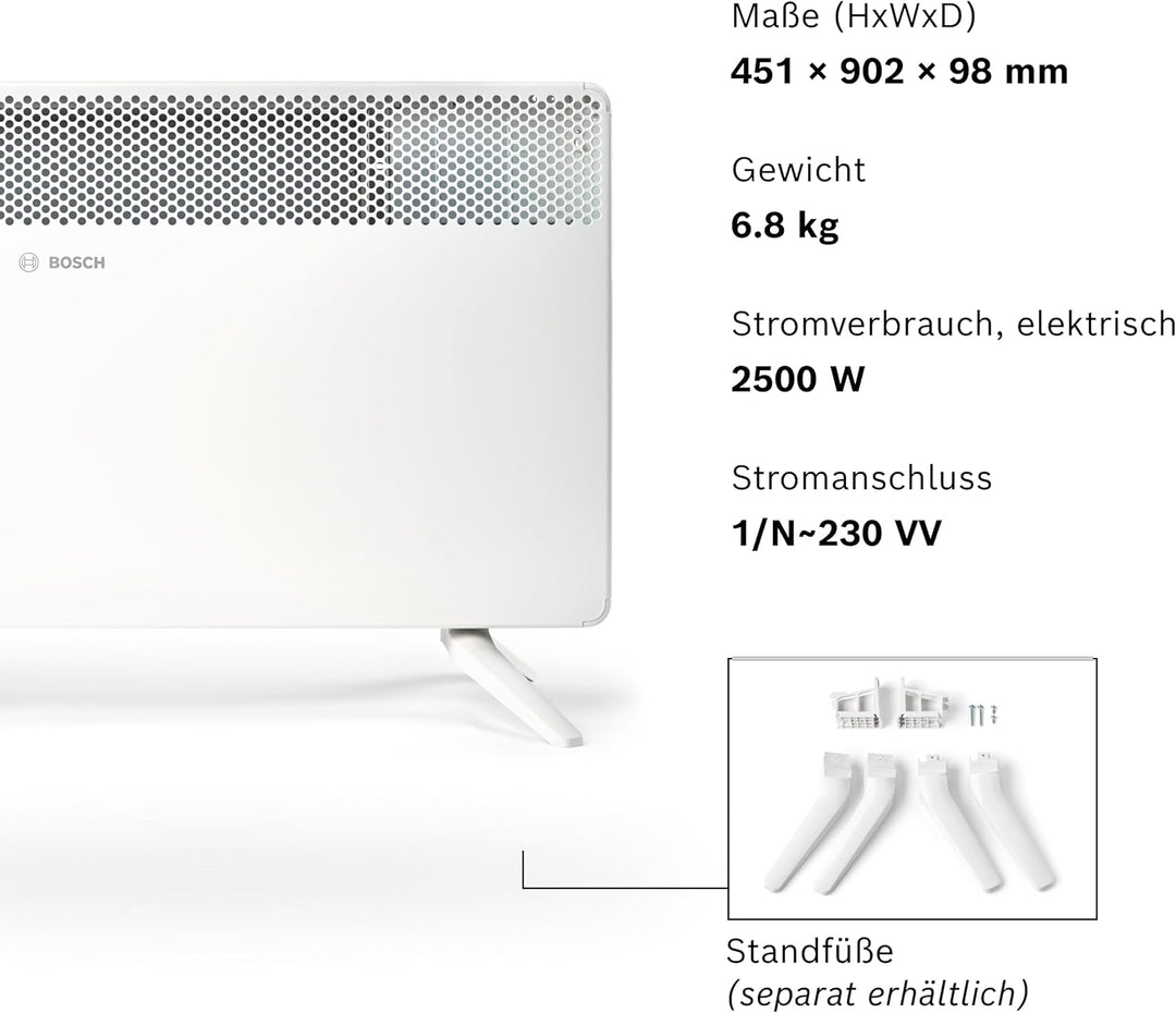 Bosch Heat Convector 4000-25 - Elektrischer Konvektor für Räume bis zu 25 m² - Individuell Einstellb